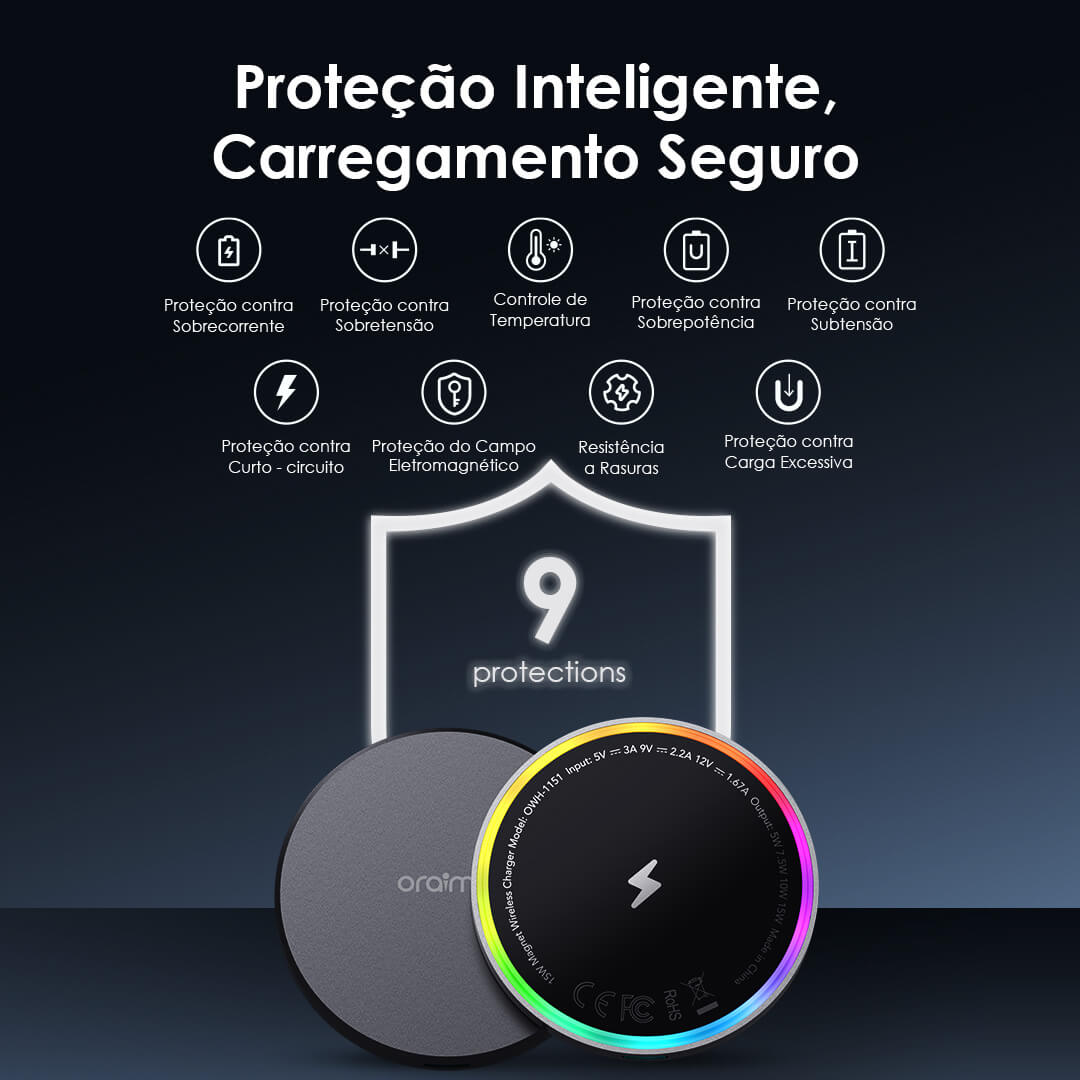 oraimo PowerDock Almofada de carregamento sem fios 15W