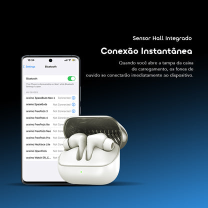 oraimo SpaceBuds Neo+ Fones de Ouvido ANC com Áudio Espacial True Wireless
