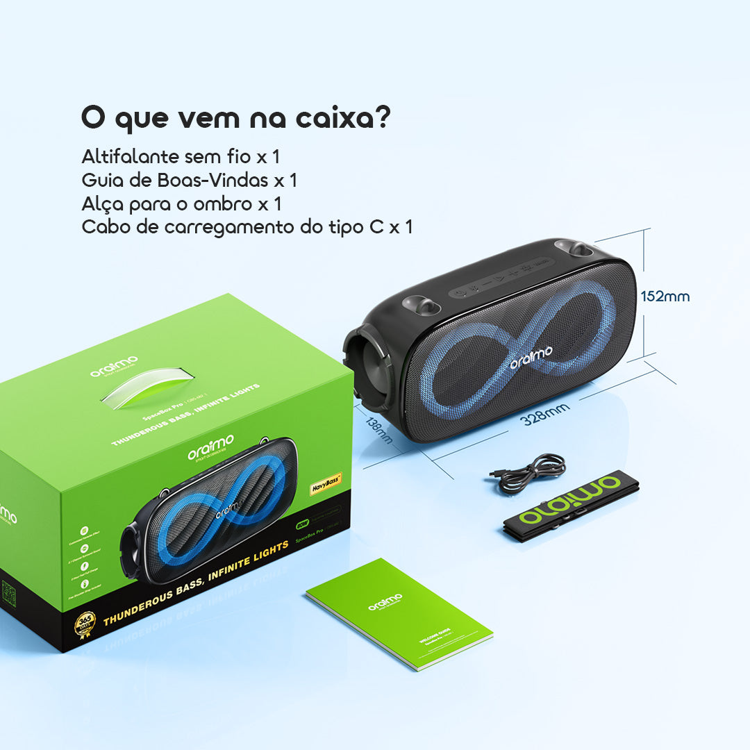 oraimo SpaceBox Pro Caixa de Som Sem Fio de 80W