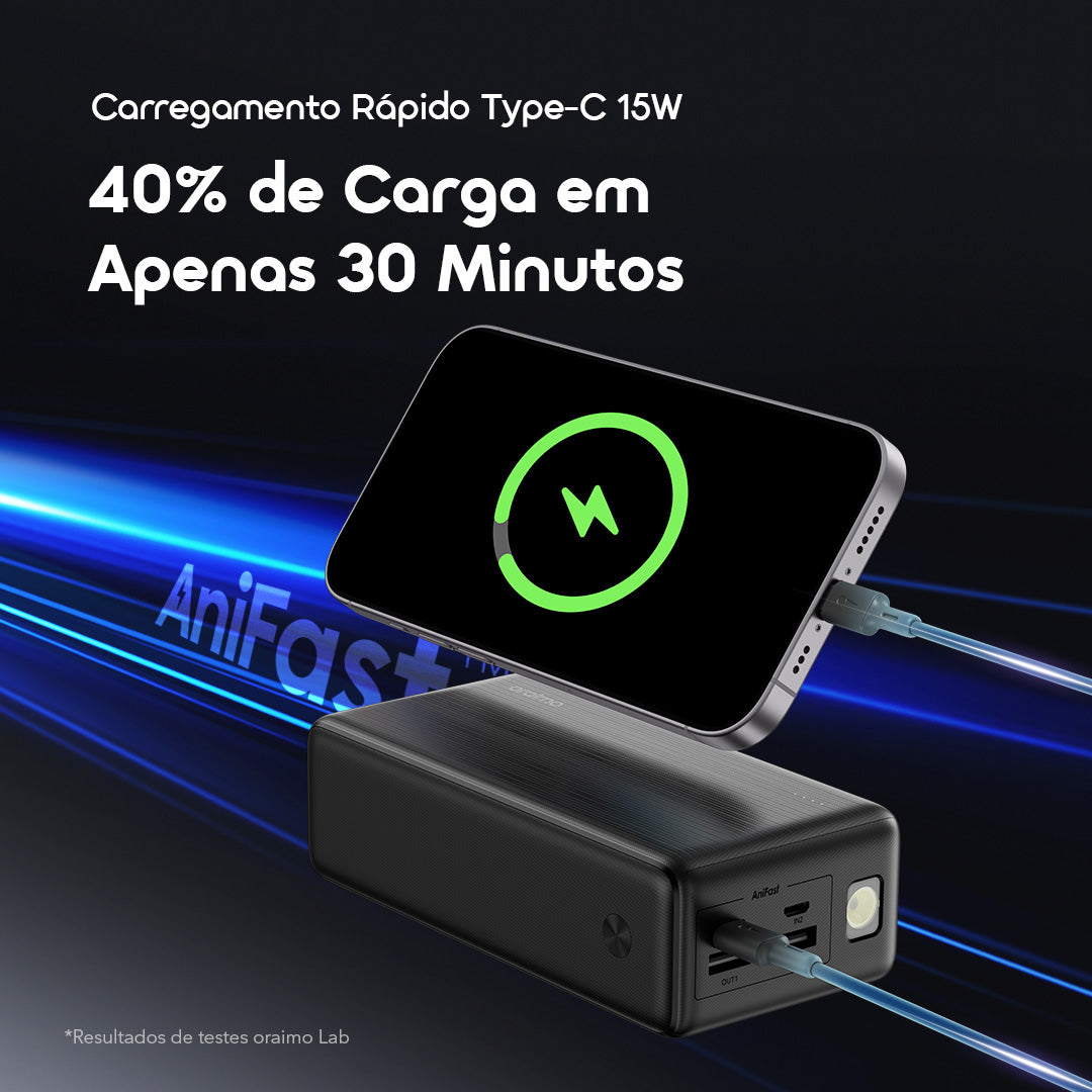 oraimo PowerNova B31 Power Bank de 30000mAh com carregamento rápido de 15W