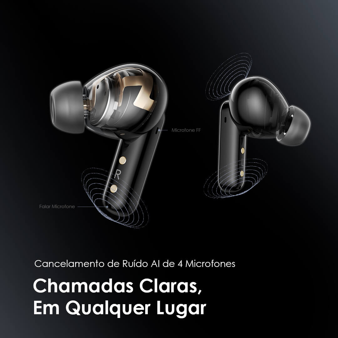 oraimo SpaceBuds Auriculares híbridos sem fios ANC True Wireless Prompt de voz personalizado