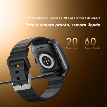 oraimo Watch Nova 2 Relógio inteligente com ecrã táctil curvo AMOLED de 2,01" e classificação IP68