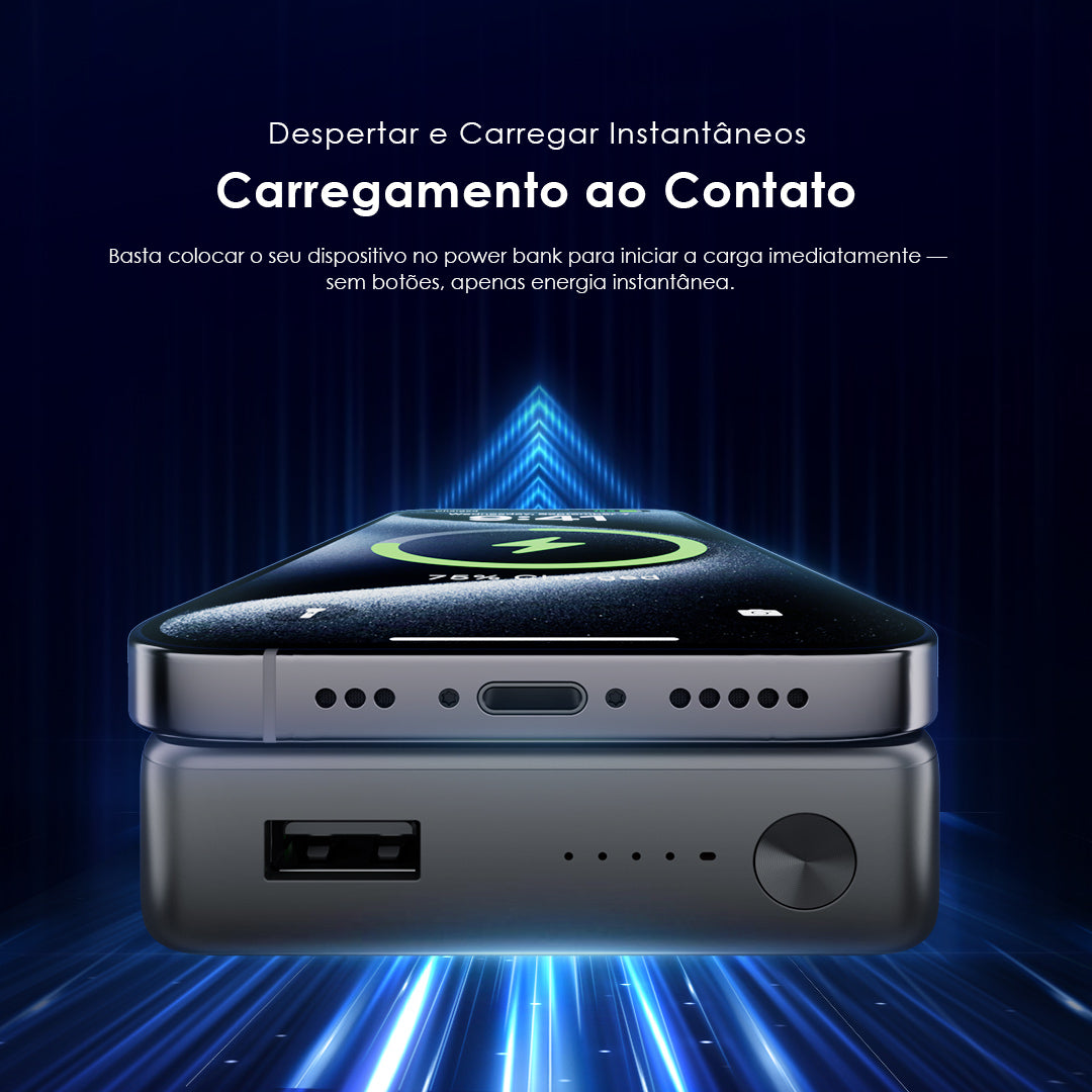 oraimo MagPower 15 Power Bank de 10000mAh com Carregamento Sem Fio e com Fio