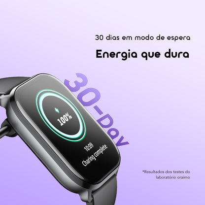 oraimo Watch 6 Lite Relógio inteligente de 2,01 polegadas com interface de utilizador moderna.