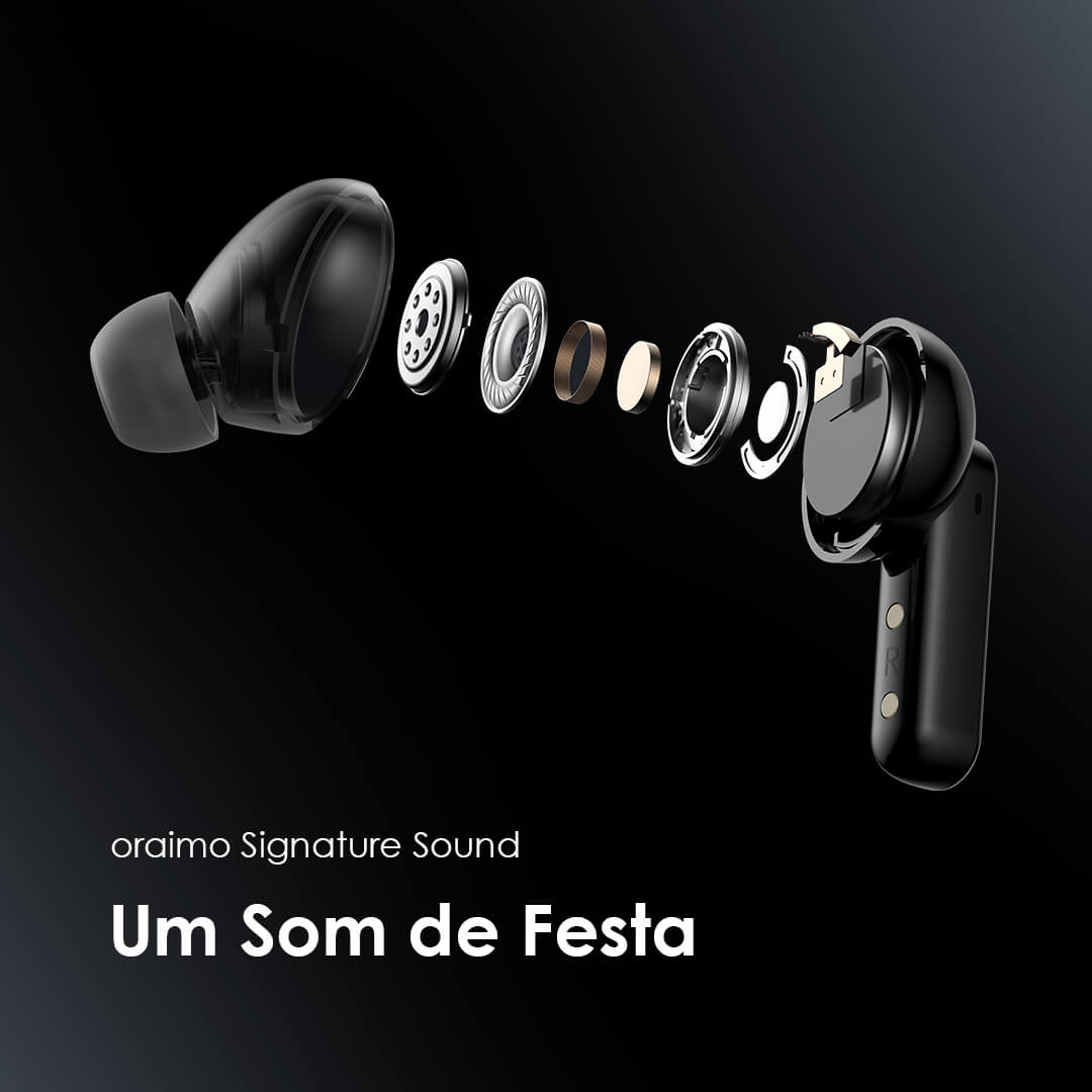 oraimo SpaceBuds Auriculares híbridos sem fios ANC True Wireless Prompt de voz personalizado
