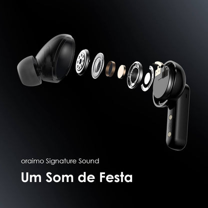 oraimo SpaceBuds Auriculares híbridos sem fios ANC True Wireless Prompt de voz personalizado
