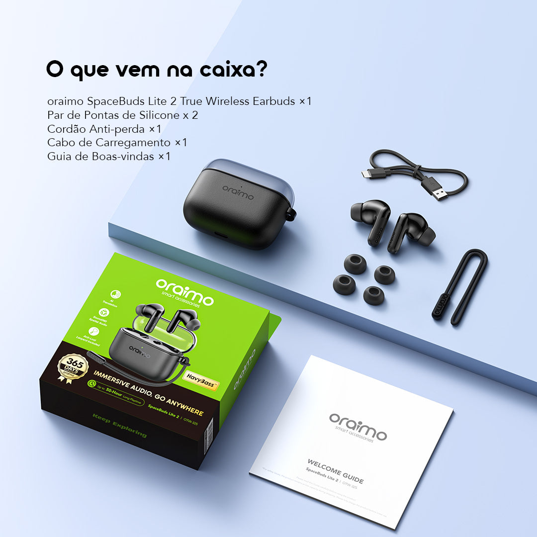oraimo SpaceBuds Lite 2 Auscultadores sem fios portáteis e imersivos