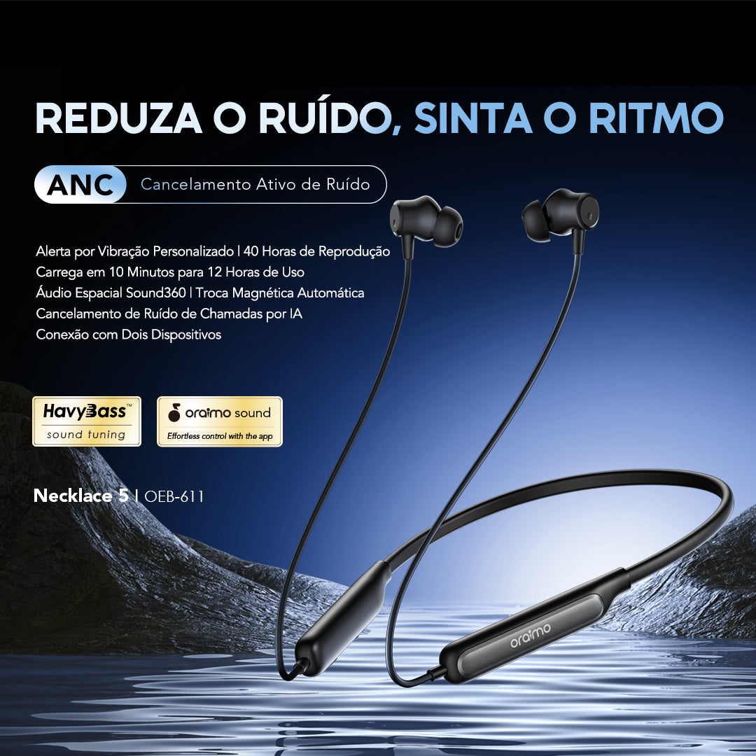 oraimo Necklace 5 Tahsan tuned noise cancellation long playtime wireless earphone