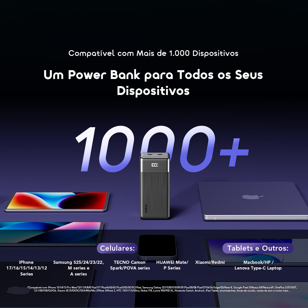 oraimo PowerNova Q41 Carregador portátil de 40000mAh com carregamento ultrarrápido de 35W
