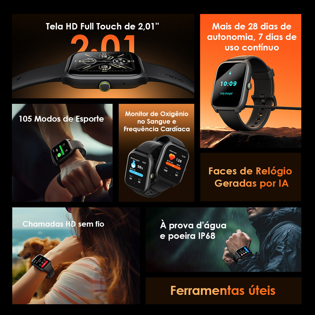 oraimo Watch 5 Lite 2.01" HD IP68 Smart Watch