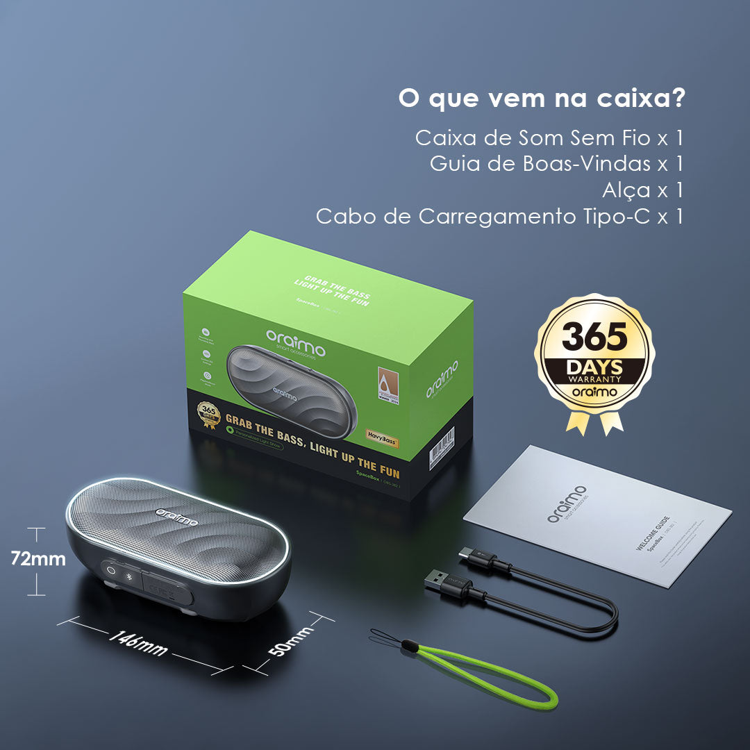 oraimo SpaceBox 12W FM Colunas Bluetooth