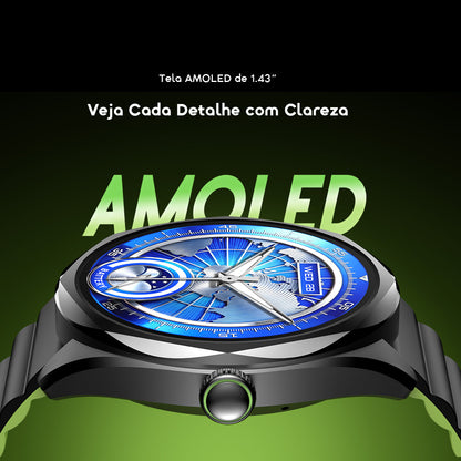 oraimo Watch Nova 2R Relógio inteligente com ecrã AMOLED de 1,43" e autonomia de 35 dias em modo de espera