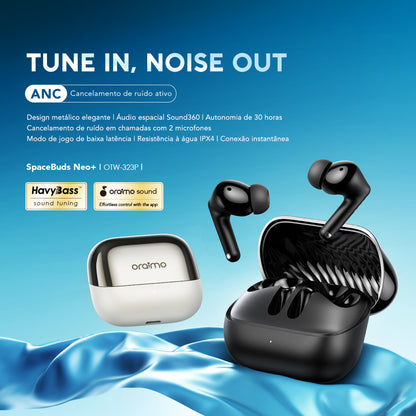 oraimo SpaceBuds Neo+ Fones de Ouvido ANC com Áudio Espacial True Wireless