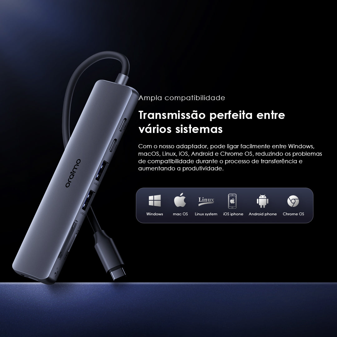 oraimo PowerTrans Adaptador multifunções USB-C 7 em 1