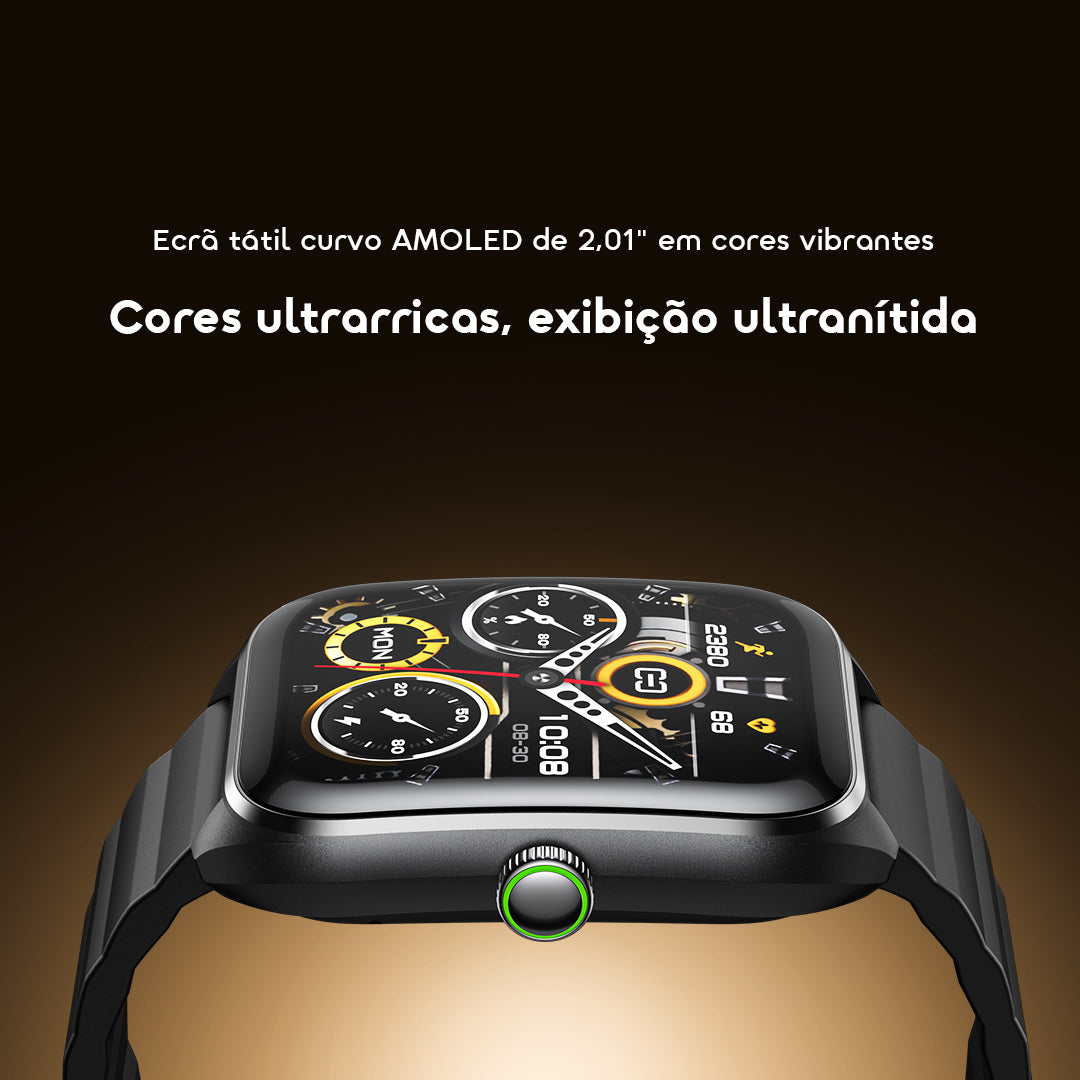oraimo Watch Nova 2 Relógio inteligente com ecrã táctil curvo AMOLED de 2,01" e classificação IP68