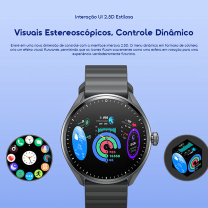 oraimo Watch Nova 2R Lite Relógio inteligente com ecrã AMOLED de 1,43" e bateria com duração até 30 dias em modo de espera