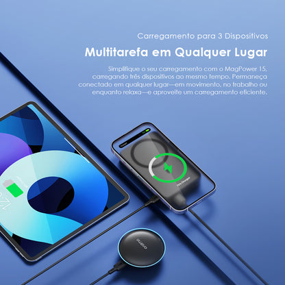 oraimo MagPower 15 Power Bank de 10000mAh com Carregamento Sem Fio e com Fio