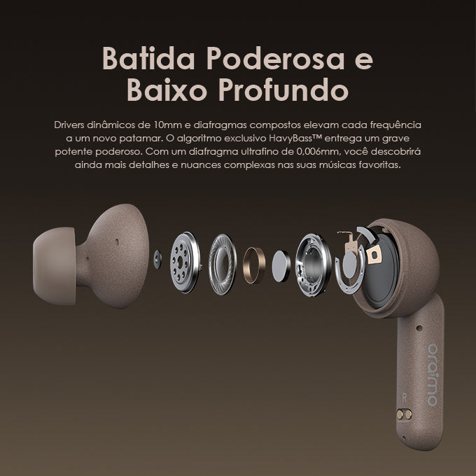 oraimo SpacePods ANC x Burna Boy Auriculares Fones de Ouvido verdadeiro sem fio
