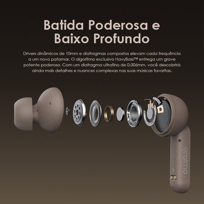 oraimo SpacePods ANC x Burna Boy Auriculares Fones de Ouvido verdadeiro sem fio