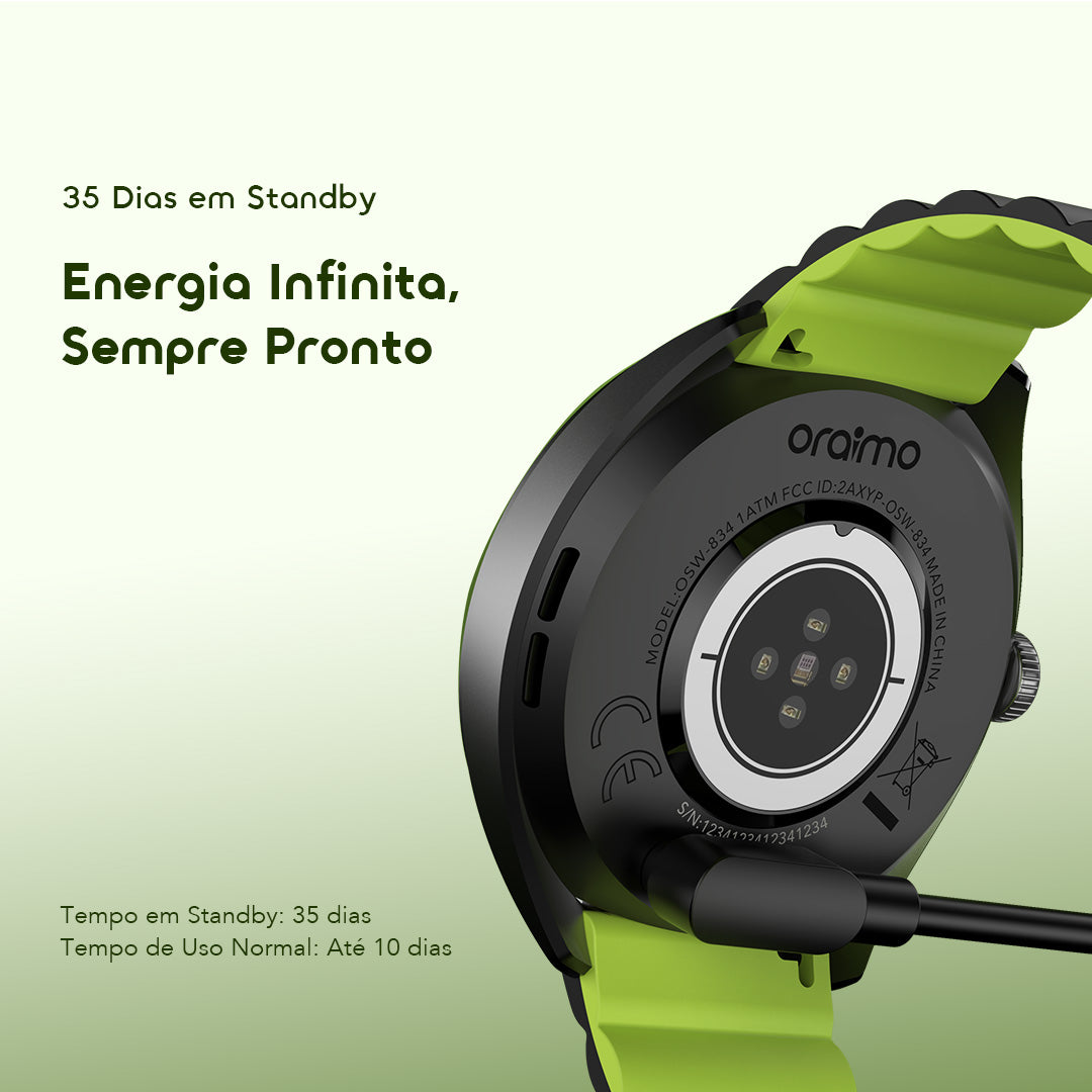 oraimo Watch Nova 2R Relógio inteligente com ecrã AMOLED de 1,43" e autonomia de 35 dias em modo de espera