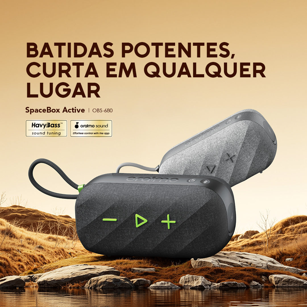 oraimo SpaceBox Active Coluna de Som Portátil Sem Fios Personalizável com FM de 25W de Potência