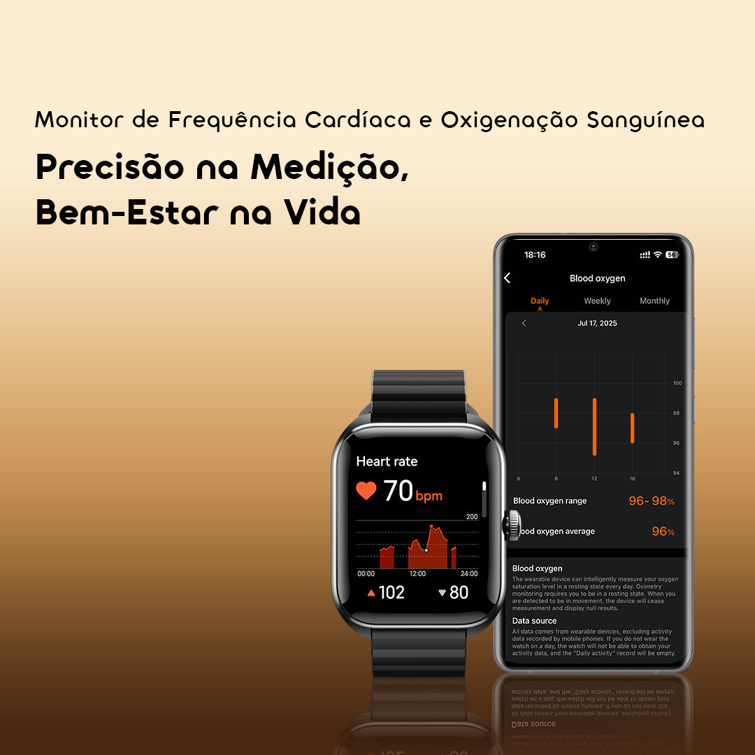 oraimo Watch Nova 2 Relógio inteligente com ecrã táctil curvo AMOLED de 2,01" e classificação IP68