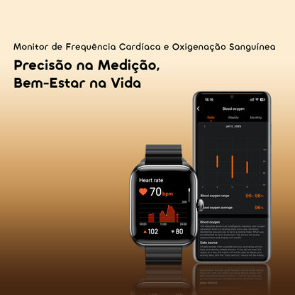 oraimo Watch Nova 2 Relógio inteligente com ecrã táctil curvo AMOLED de 2,01" e classificação IP68