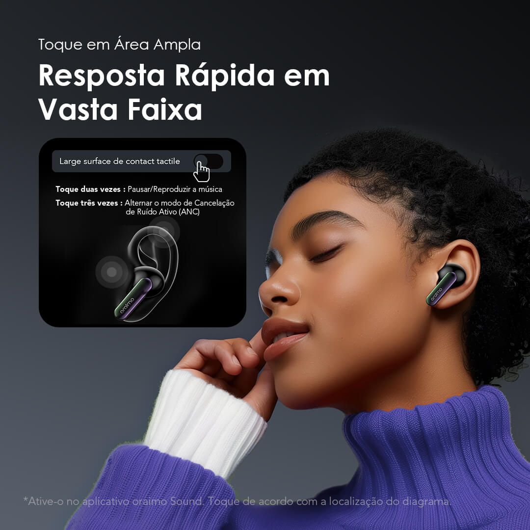 oraimo SpaceBuds Auriculares híbridos sem fios ANC True Wireless Prompt de voz personalizado