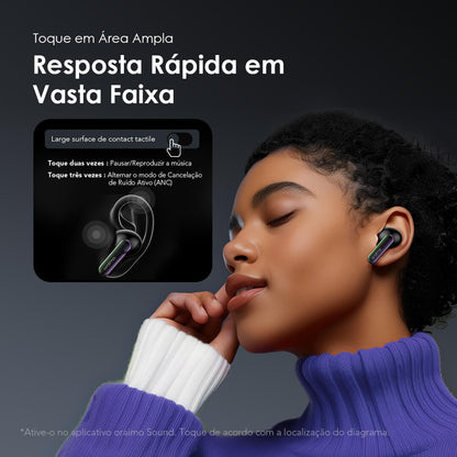 oraimo SpaceBuds Auriculares híbridos sem fios ANC True Wireless Prompt de voz personalizado