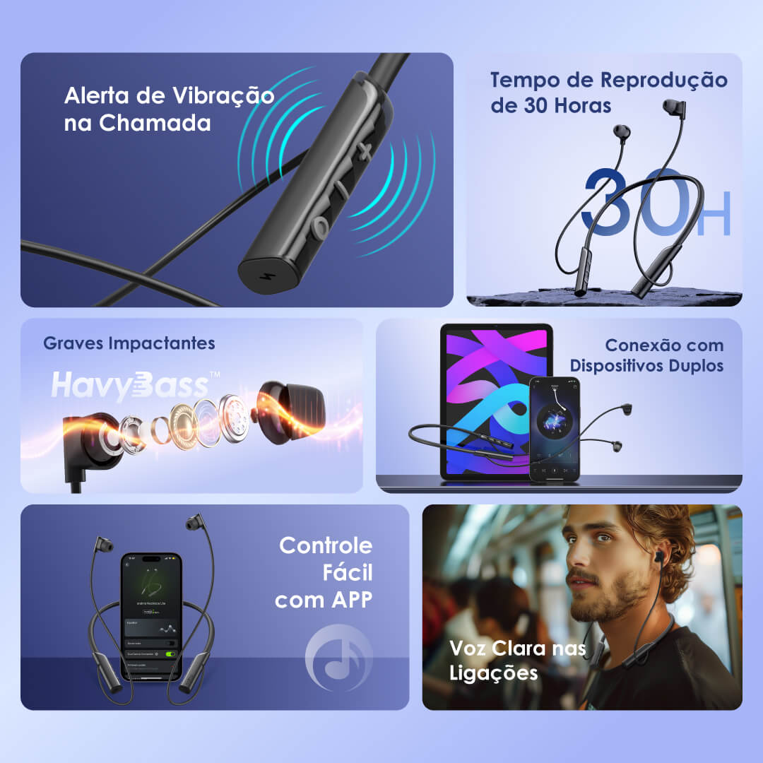 oraimo Necklace Lite Auriculares Sem Fio com Vibração para Chamadas