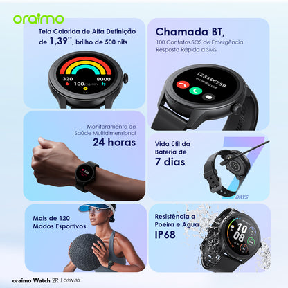 oraimo Watch 2R 1.39'' TFT IP68 Relógio Inteligente