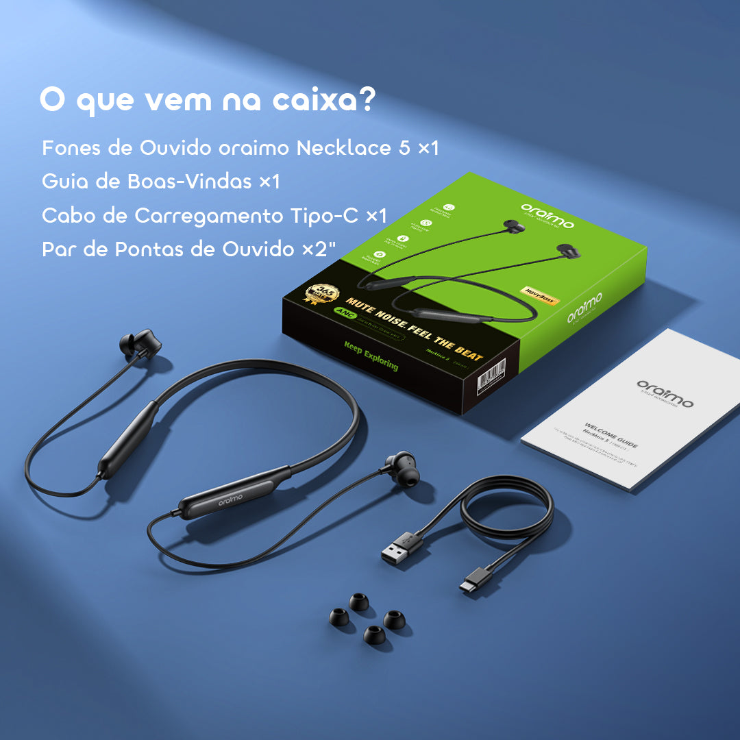 oraimo Necklace 5 Tahsan tuned noise cancellation long playtime wireless earphone