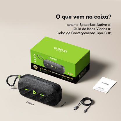 oraimo SpaceBox Active Coluna de Som Portátil Sem Fios Personalizável com FM de 25W de Potência
