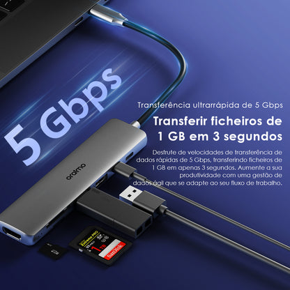 oraimo PowerTrans Adaptador multifunções USB-C 7 em 1