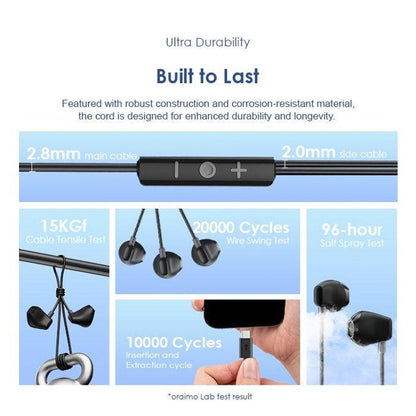 oraimo Halo Airy Tipo-C Fones de Ouvido Semi-Intra-Auriculares com Fio
