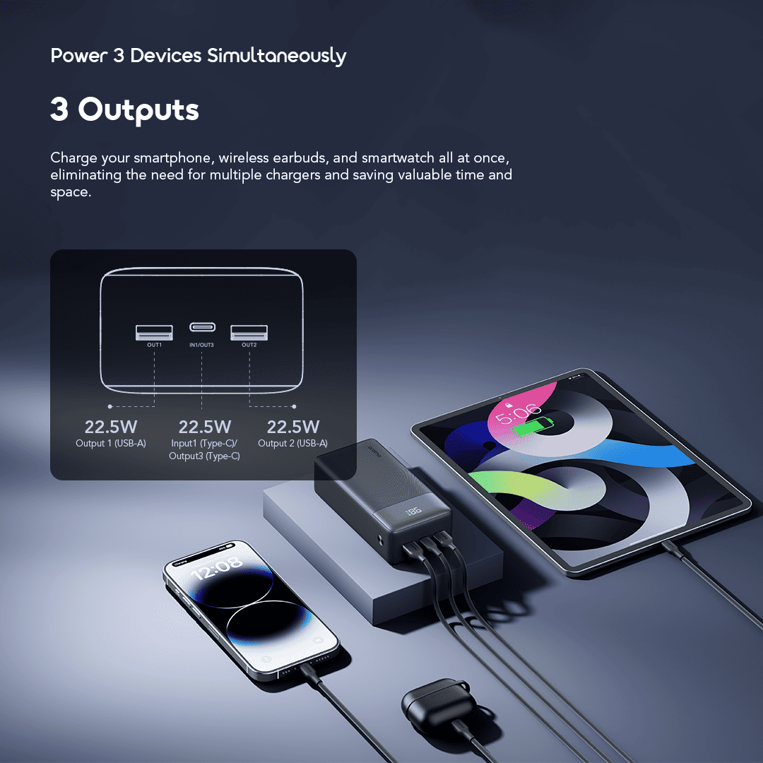 oraimo PowerNova Q31 Bateria externa de 30000mAh com carregamento rápido de 22,5W