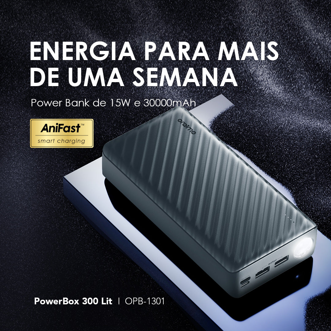 oraimo PowerBox 300 Lit Bateria externa de 30000mAh e 15W