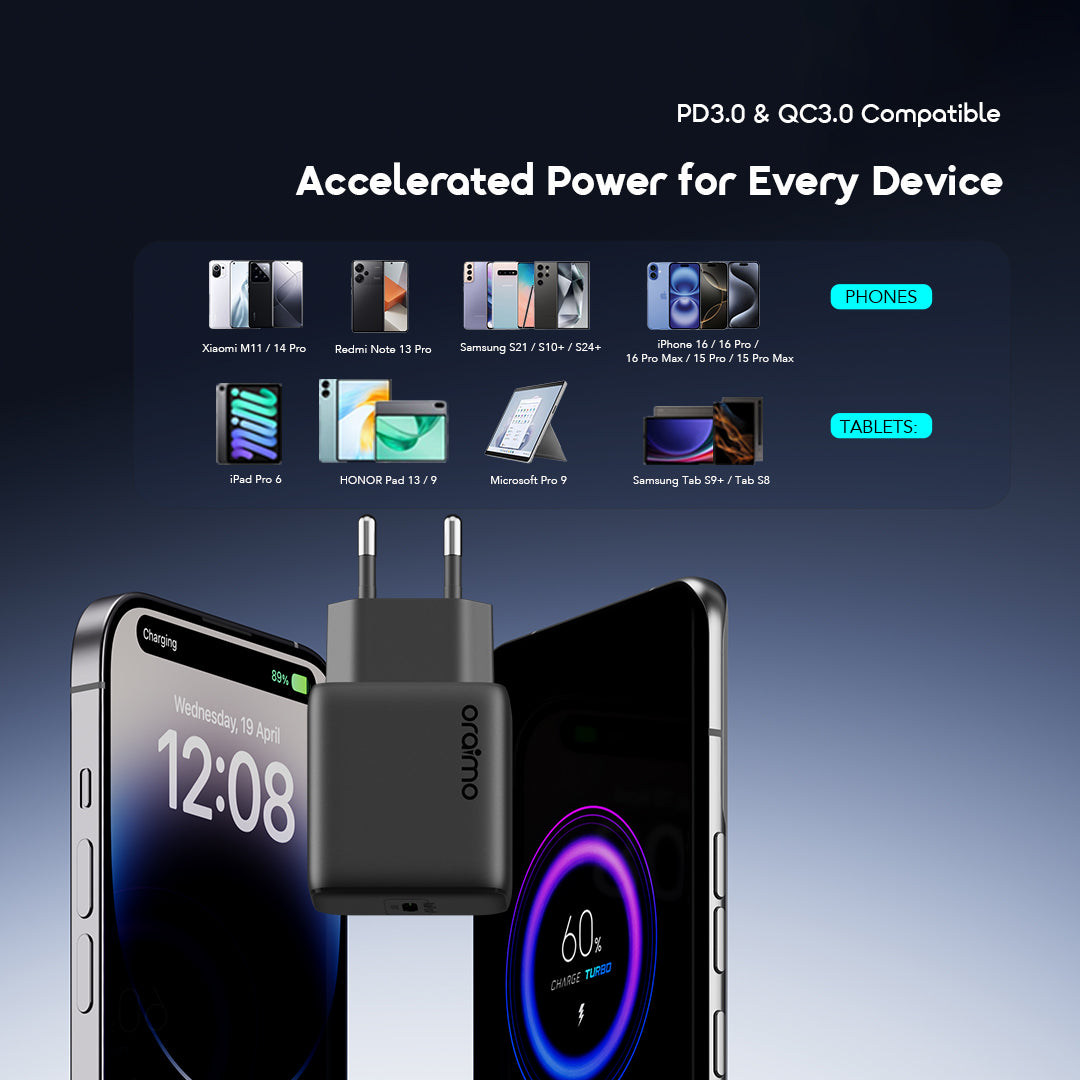 oraimo PowerGaN 251 25W GaN Fast Mini Charger Set