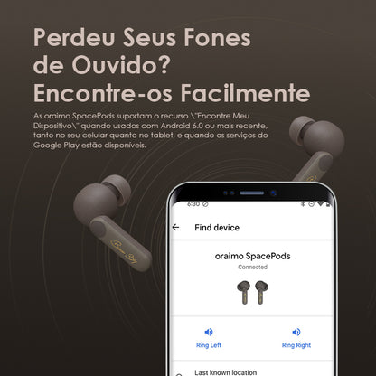 oraimo SpacePods ANC x Burna Boy Auriculares Fones de Ouvido verdadeiro sem fio