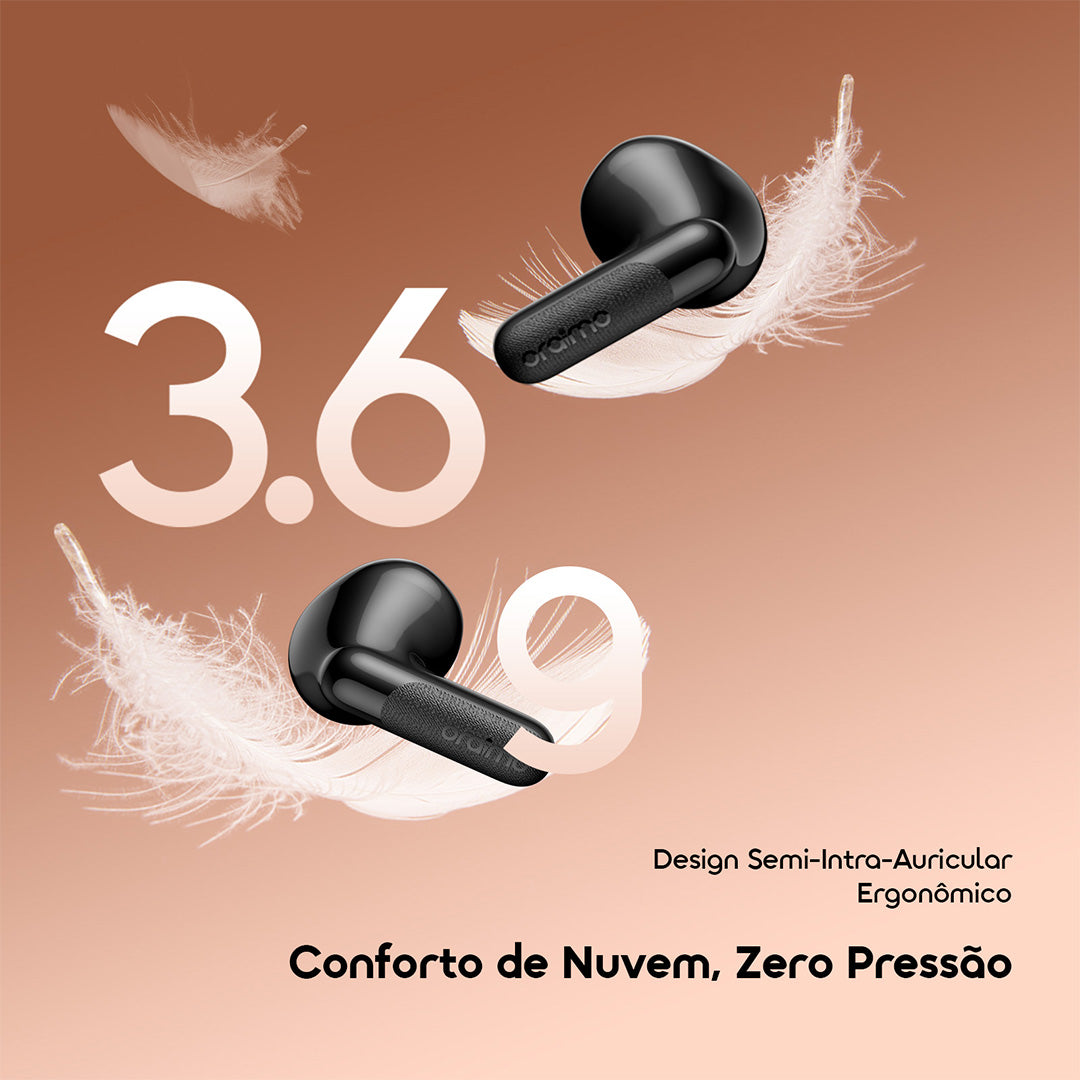 oraimo SpaceBuds Air 2 Auscultadores com bateria de longa duração (50 horas) e tradução inteligente