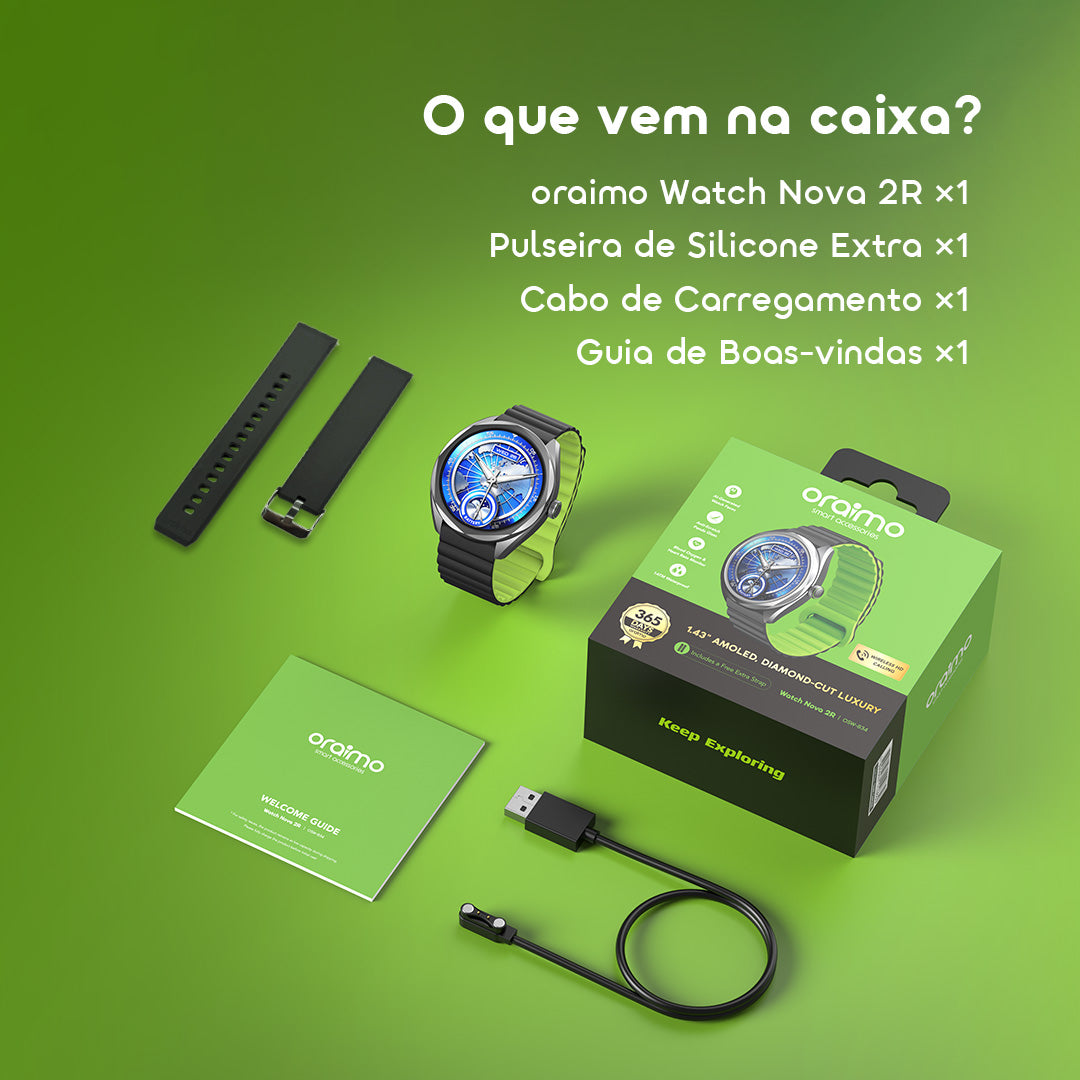 oraimo Watch Nova 2R Relógio inteligente com ecrã AMOLED de 1,43" e autonomia de 35 dias em modo de espera