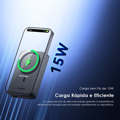 oraimo MagPower 15 Power Bank de 10000mAh com Carregamento Sem Fio e com Fio