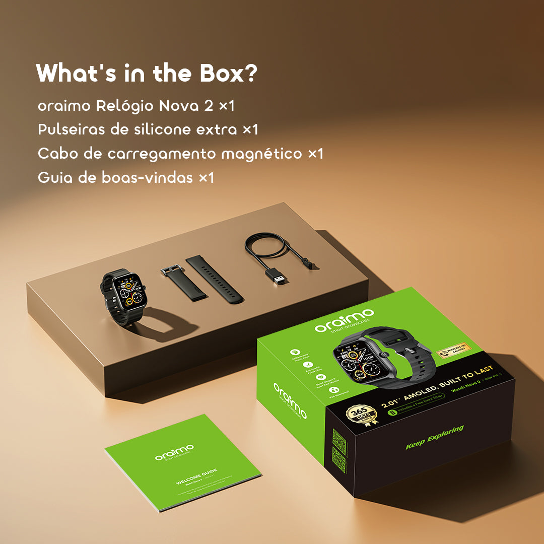 oraimo Watch Nova 2 Relógio inteligente com ecrã táctil curvo AMOLED de 2,01" e classificação IP68