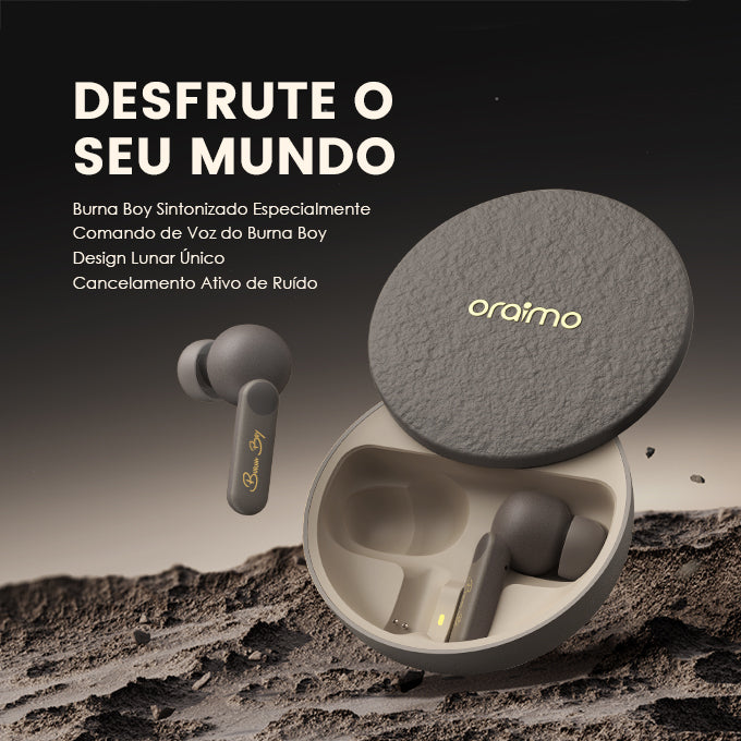 oraimo SpacePods ANC x Burna Boy Auriculares Fones de Ouvido verdadeiro sem fio