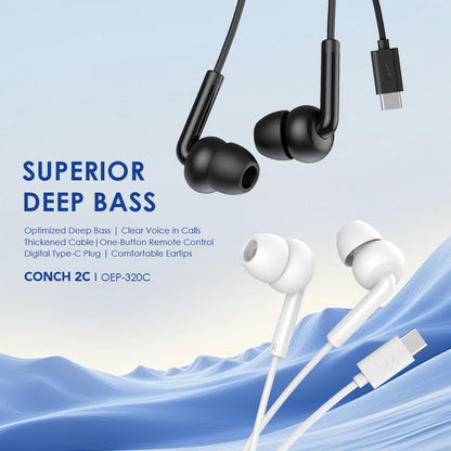 CONCH 2C oraimo wired earphone OEP-320C-WHITE