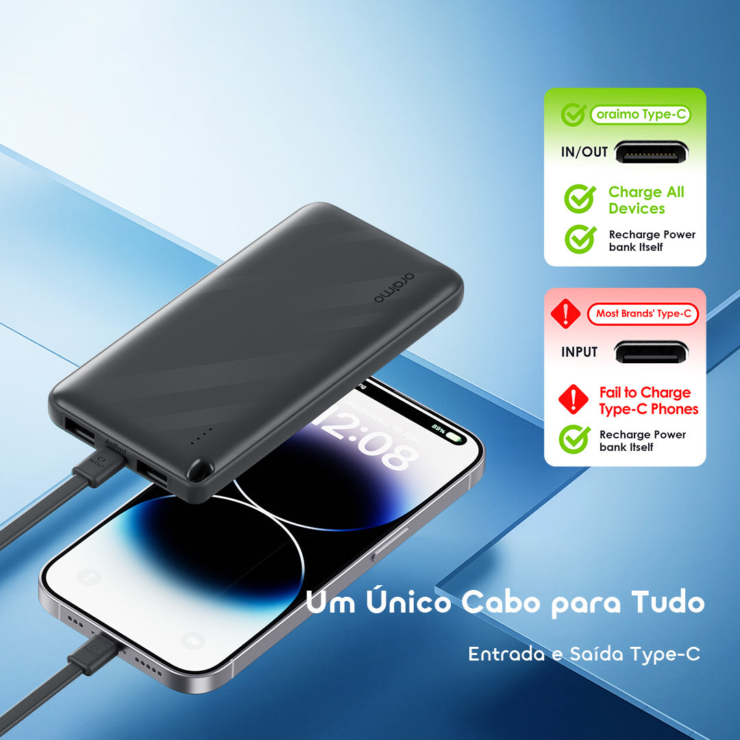 oraimo 10000mAh Power Bank PowerFlow L1 fino e eficiente