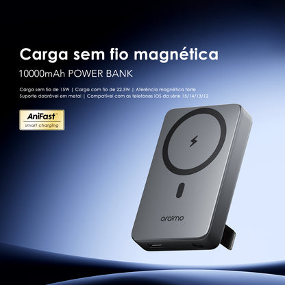 oraimo MagPower 15 Power Bank de 10000mAh com Carregamento Sem Fio e com Fio