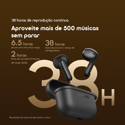 oraimo SpaceBuds Air Fones de Ouvido True Wireless com Localizador Inteligente e 38 Horas de Duração