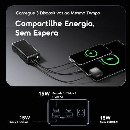 oraimo PowerNova B31 Power Bank de 30000mAh com carregamento rápido de 15W
