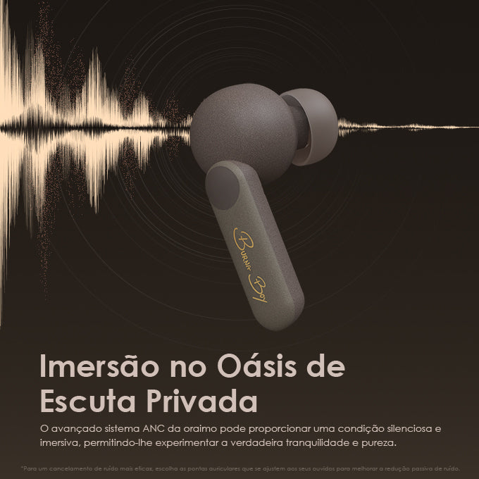 oraimo SpacePods ANC x Burna Boy Auriculares Fones de Ouvido verdadeiro sem fio